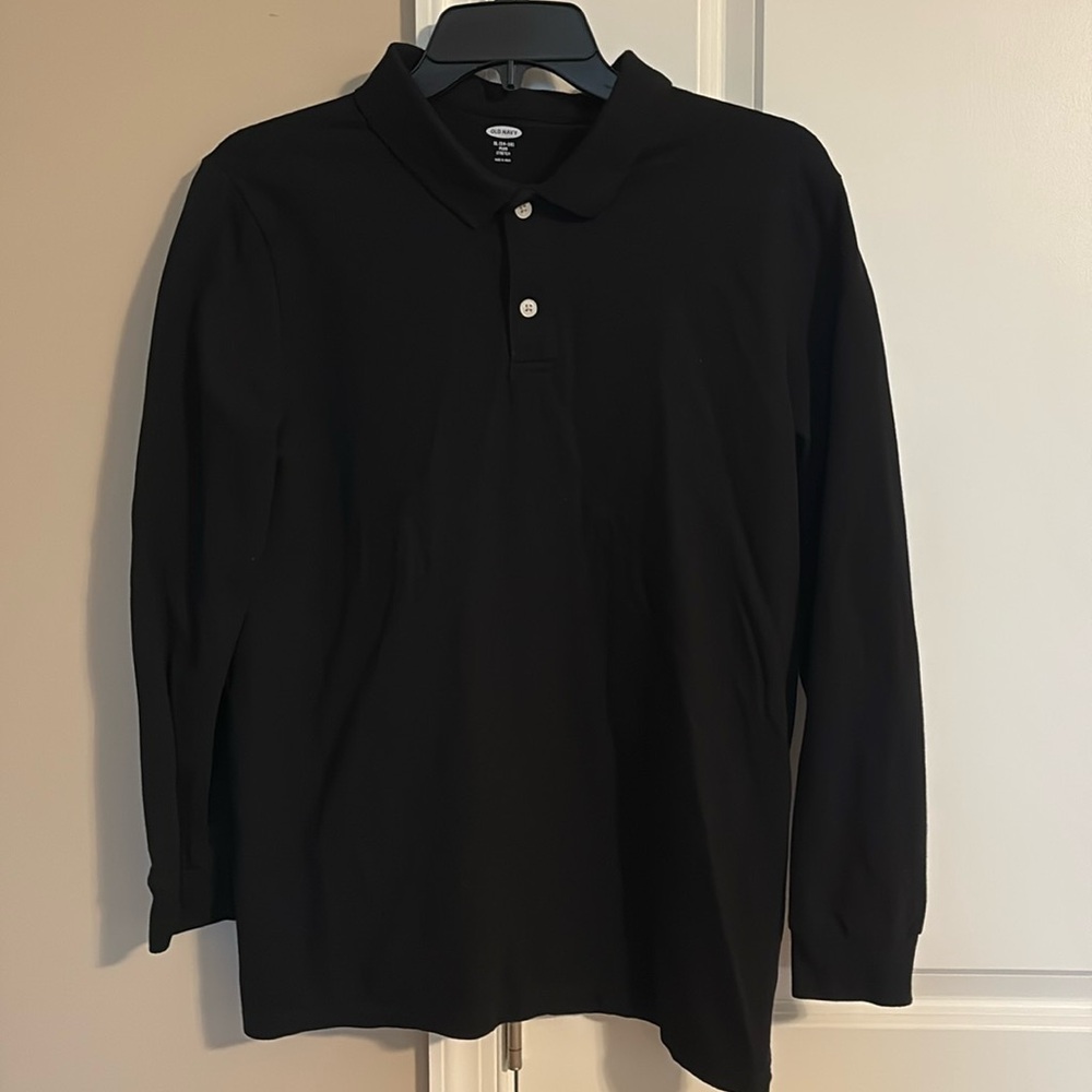 Pair of Boys Two Button Shirts 1 Black 1 Navy XL Plus Stretch Long Slv Collared